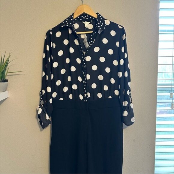 CATO Polka Dot Jumpsuit L Black White Dotcore Coquette Retro Chic Modcore NWT - Picture 4 of 14